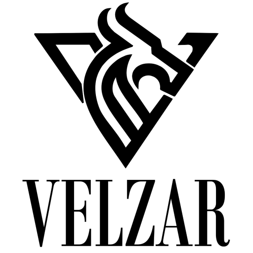Black Velzar logo on a transparent background